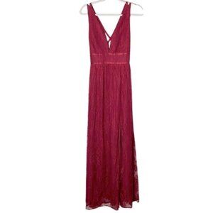 NEW Minuet burgundy sleeveless strappy‎ prom gala formal lacey maxi long gown